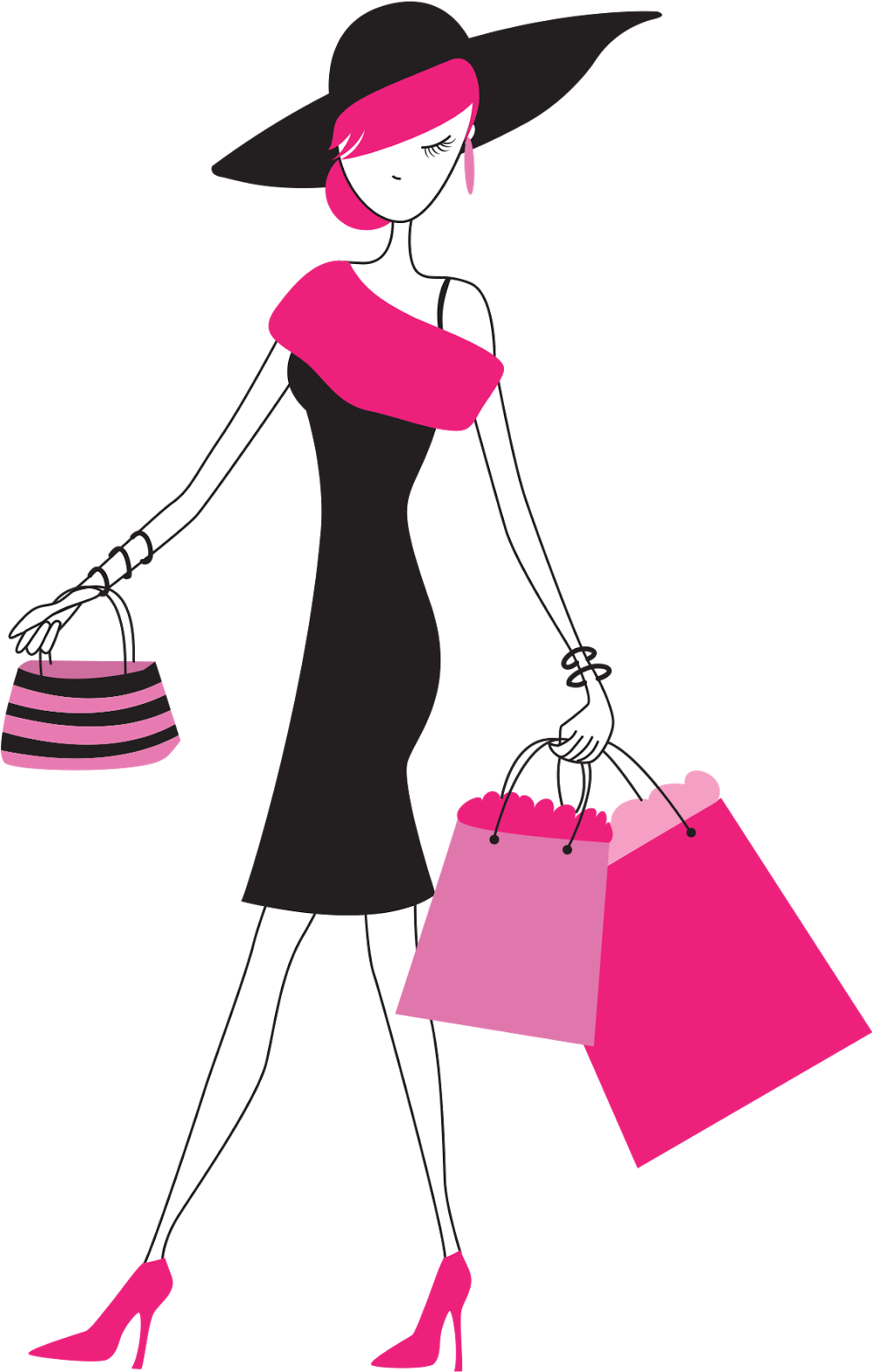 Fashion Girl Clipart Png - Lady With Shopping Bags (1600x1600)