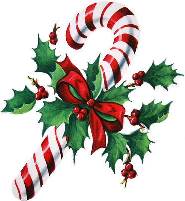 Candy Cane And Holly Graphic, Via My Vintage Mending - Personalized Candy Cane Christmas Ornament (375x500)