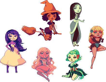 Qweia 138 10 Random Palette Ladies By Akujin-joutei - Cartoon (439x340)