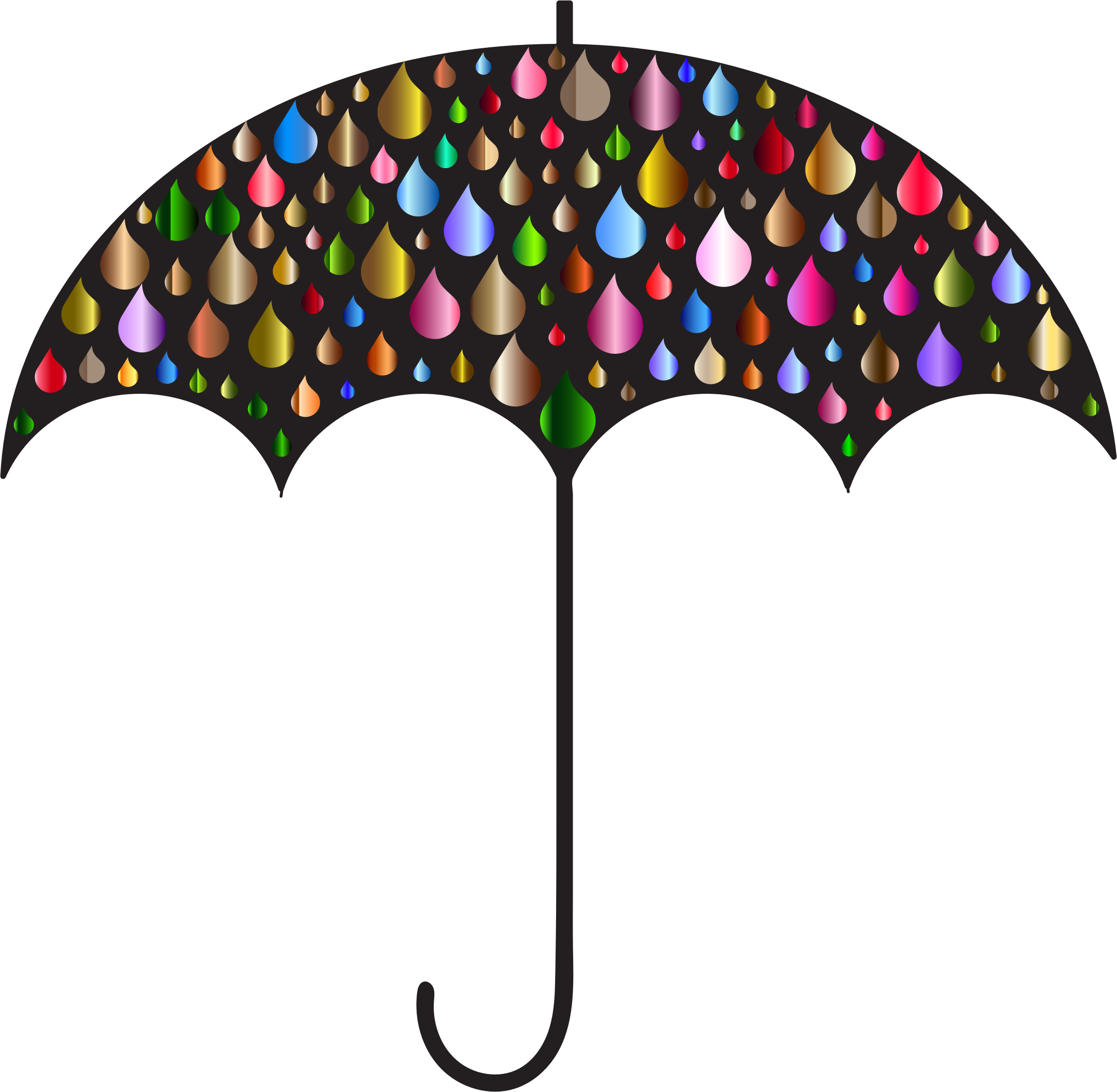 Rain Drops Umbrella Silhouette 4 - Clip Art Rain Drops (2292x2241)