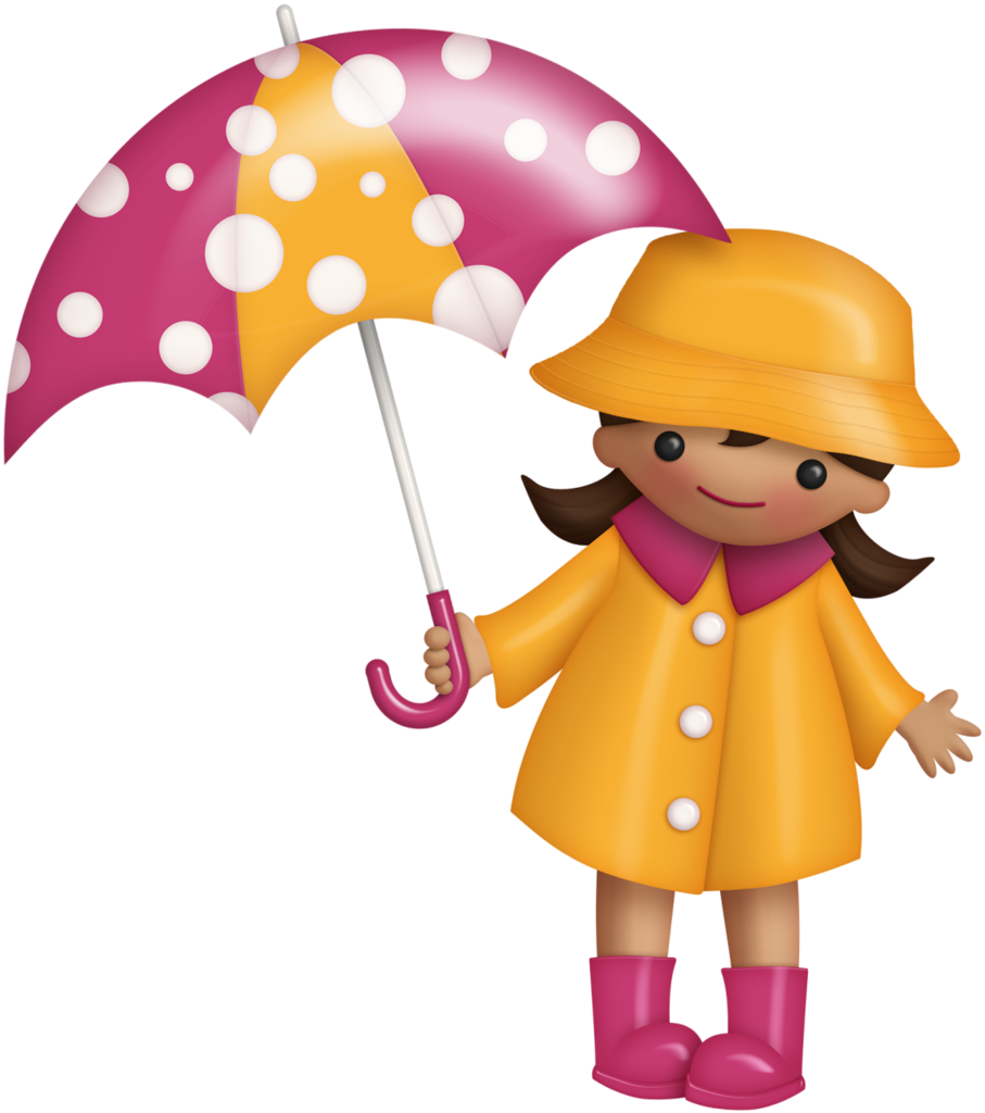 B *✿* Sunshine Rain - Rain Hat Girl Clipart (907x1024)