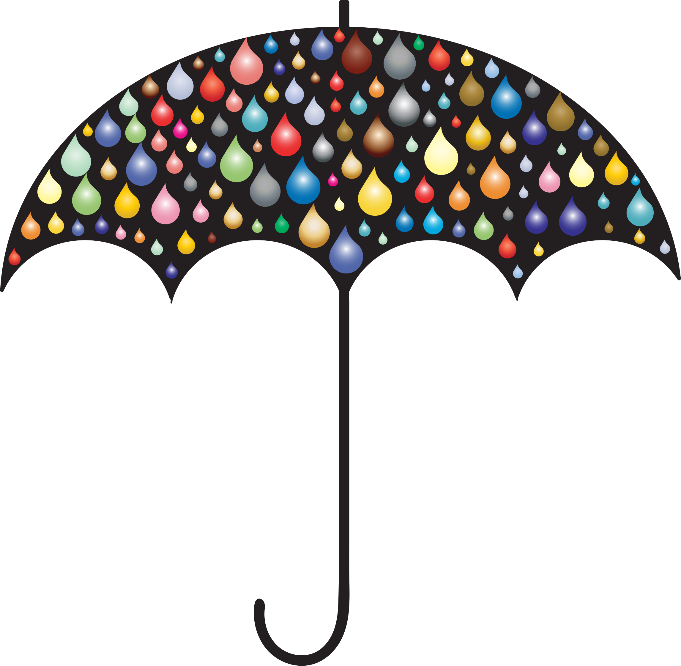 Rain Drops Umbrella Silhouette 2 - Clip Art Rain Drops (2292x2241)