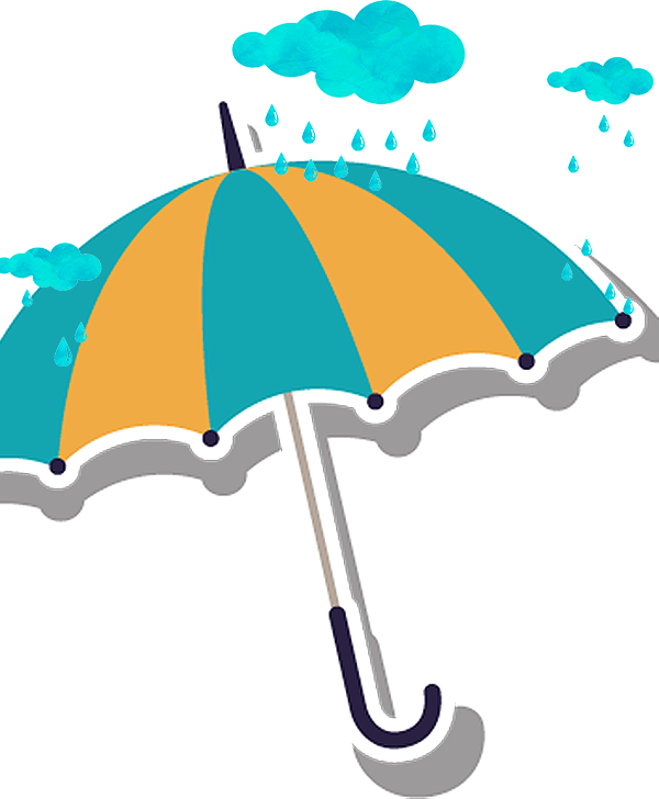 Cartoon Rain - Umbrella - Cartoon Rainy Umbrella Png Hd (600x728)