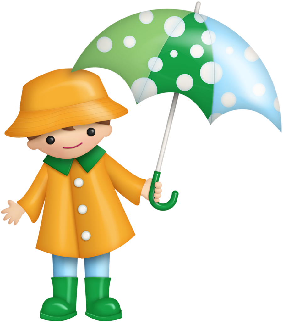 B *✿* Sunshine Rain - Kids With Umbrella Clip Art (901x1024)