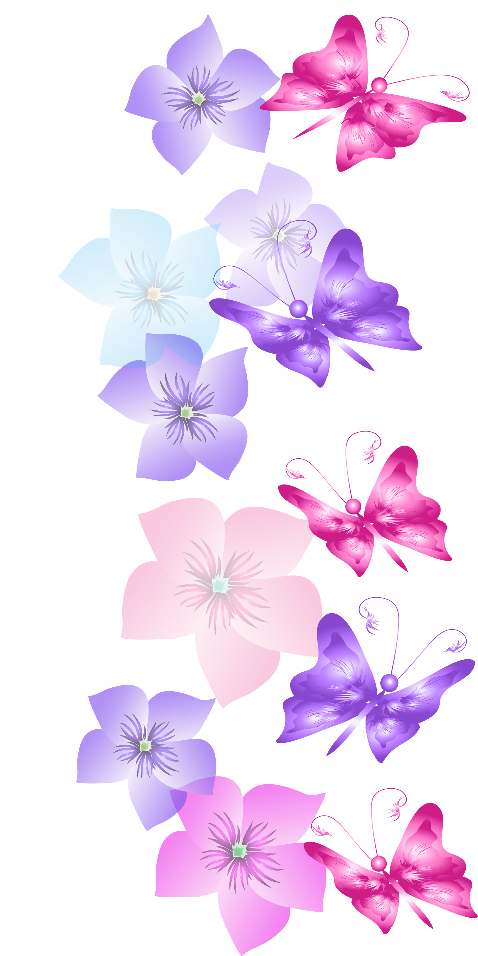 Butterflies And Flowers Decoration Png Clipart - Butterfly Decoration Png (1935x3455)
