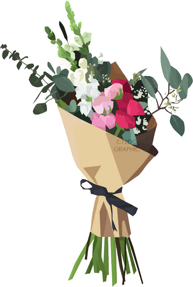 Bouquets Flower Vector Png By C12dg - Bunch Of Flowers Vector (1000x1000)