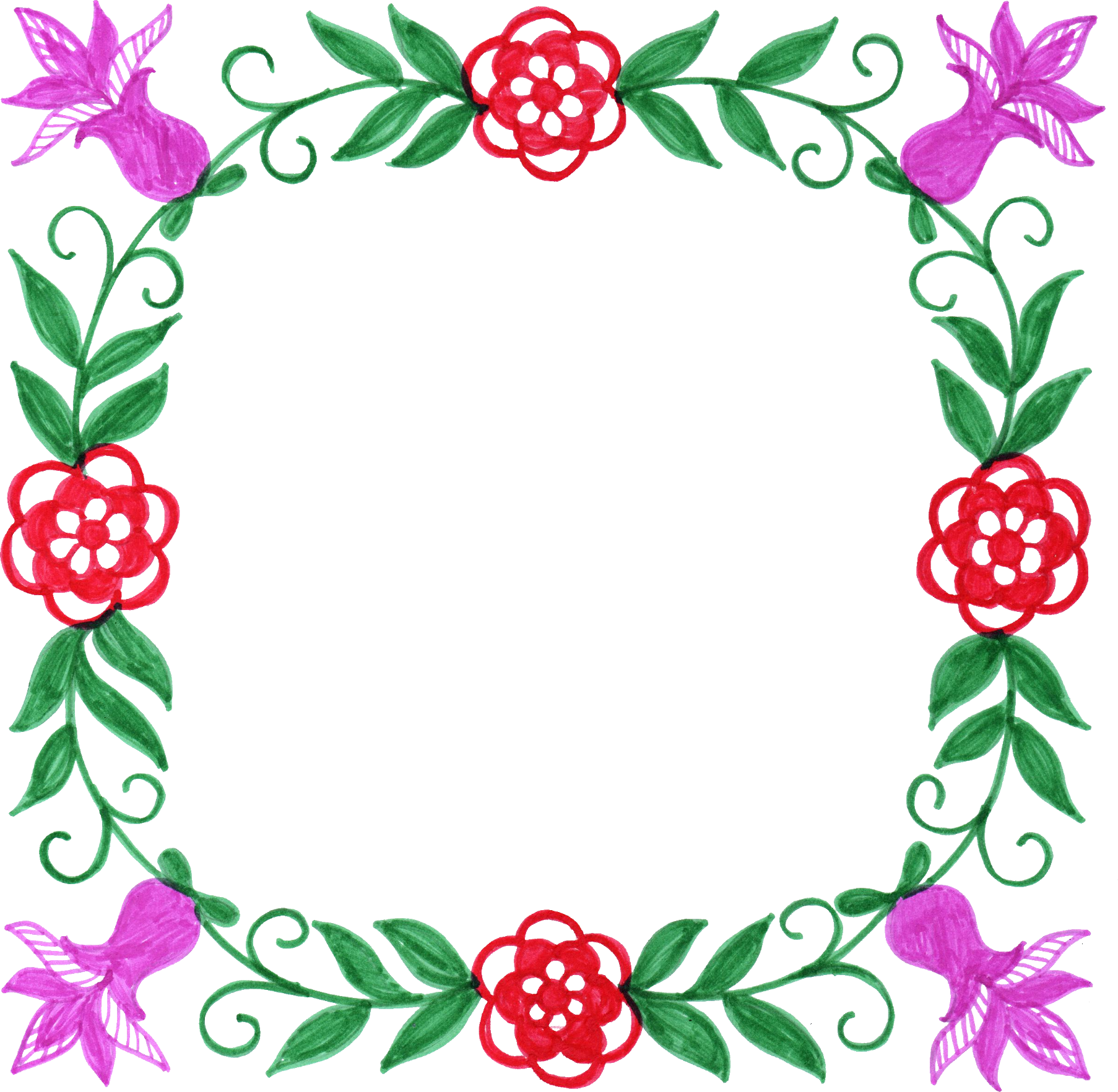 6 Flower Frame Colorful Square - 6 Flower Frame Colorful Square (1806x1765)