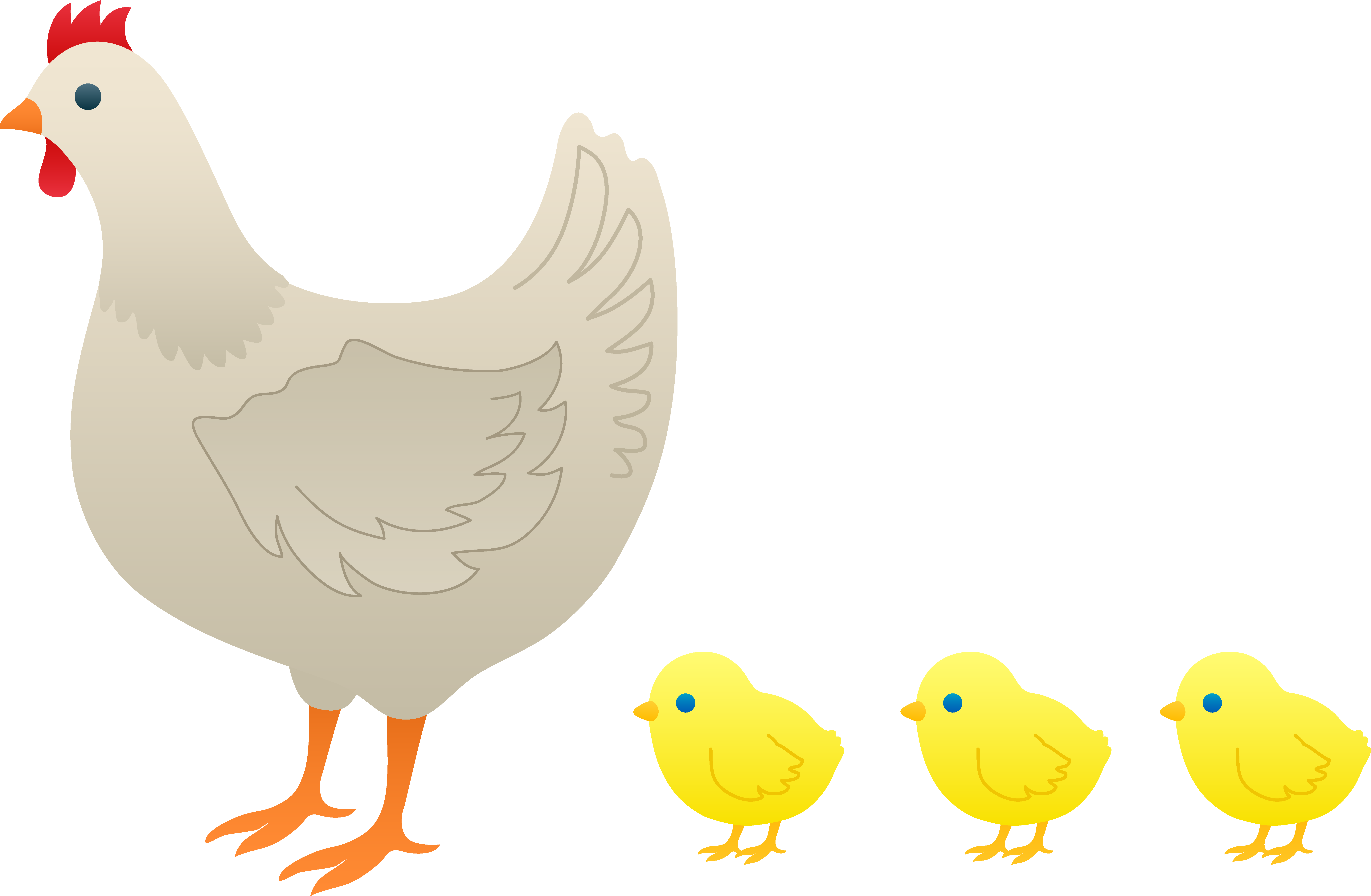 Mother Hen And Baby Chicks - Hen And Chicks Clipart (7190x4702)