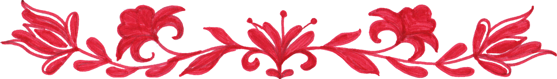 8 Red Flower Border Drawing - Transparent Flower Border (1858x265)