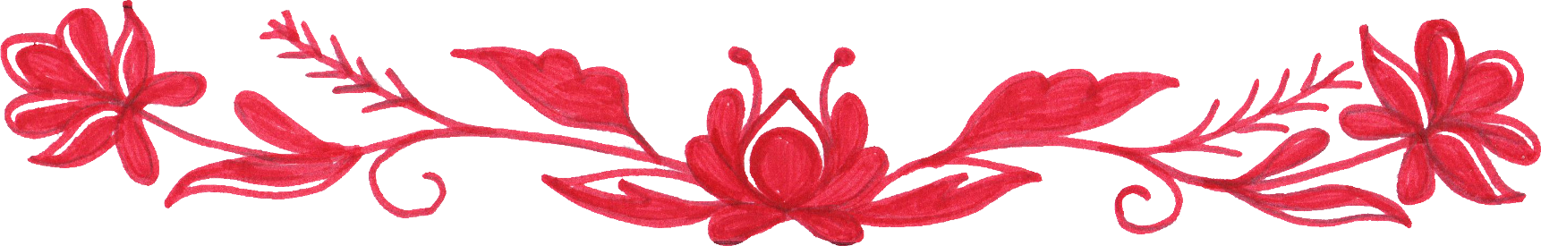 Free Download - Red Flower Border Png (1722x275)