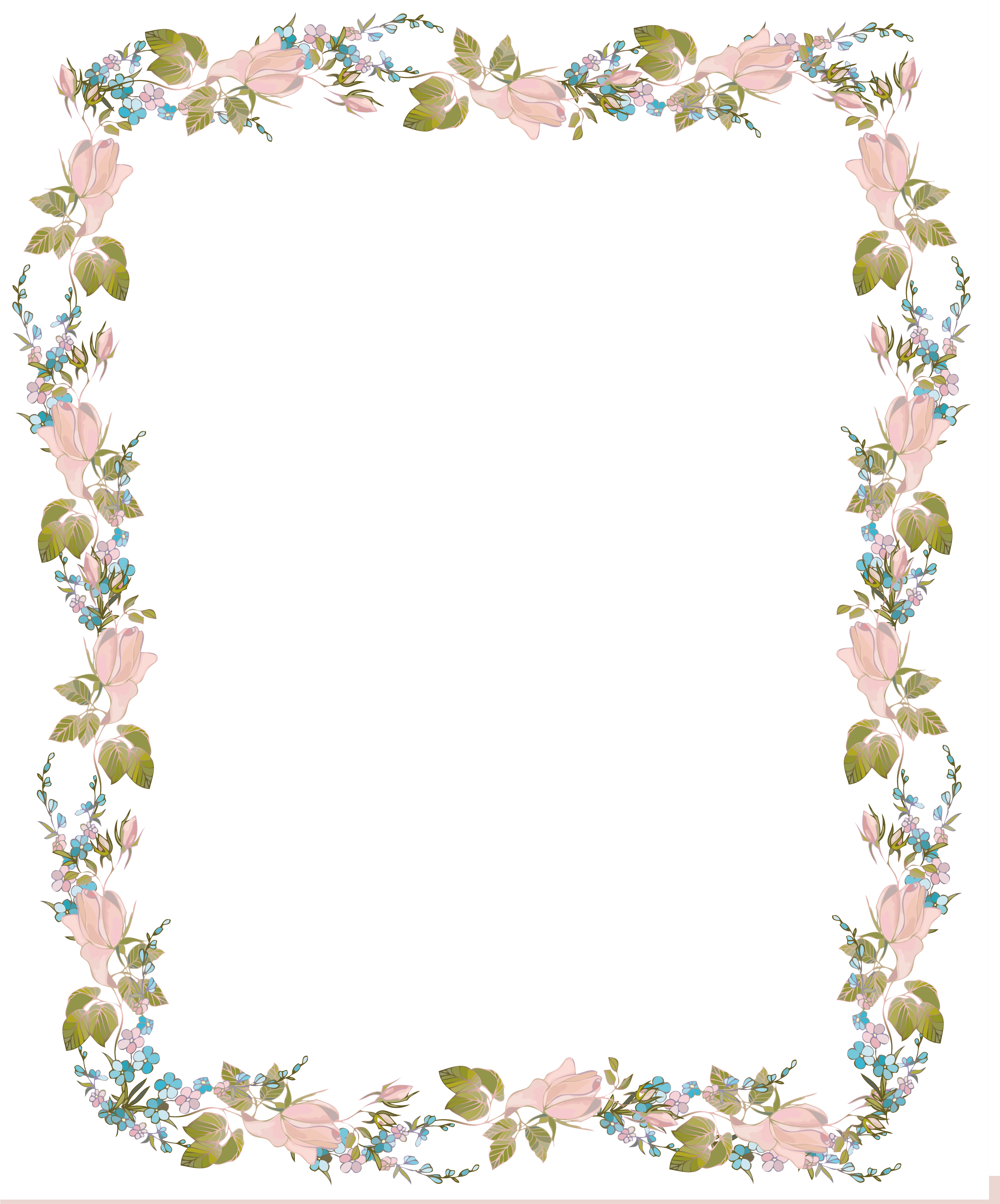 Wedding Invitation Clip Art - Flower Border Design Png (3726x4481)