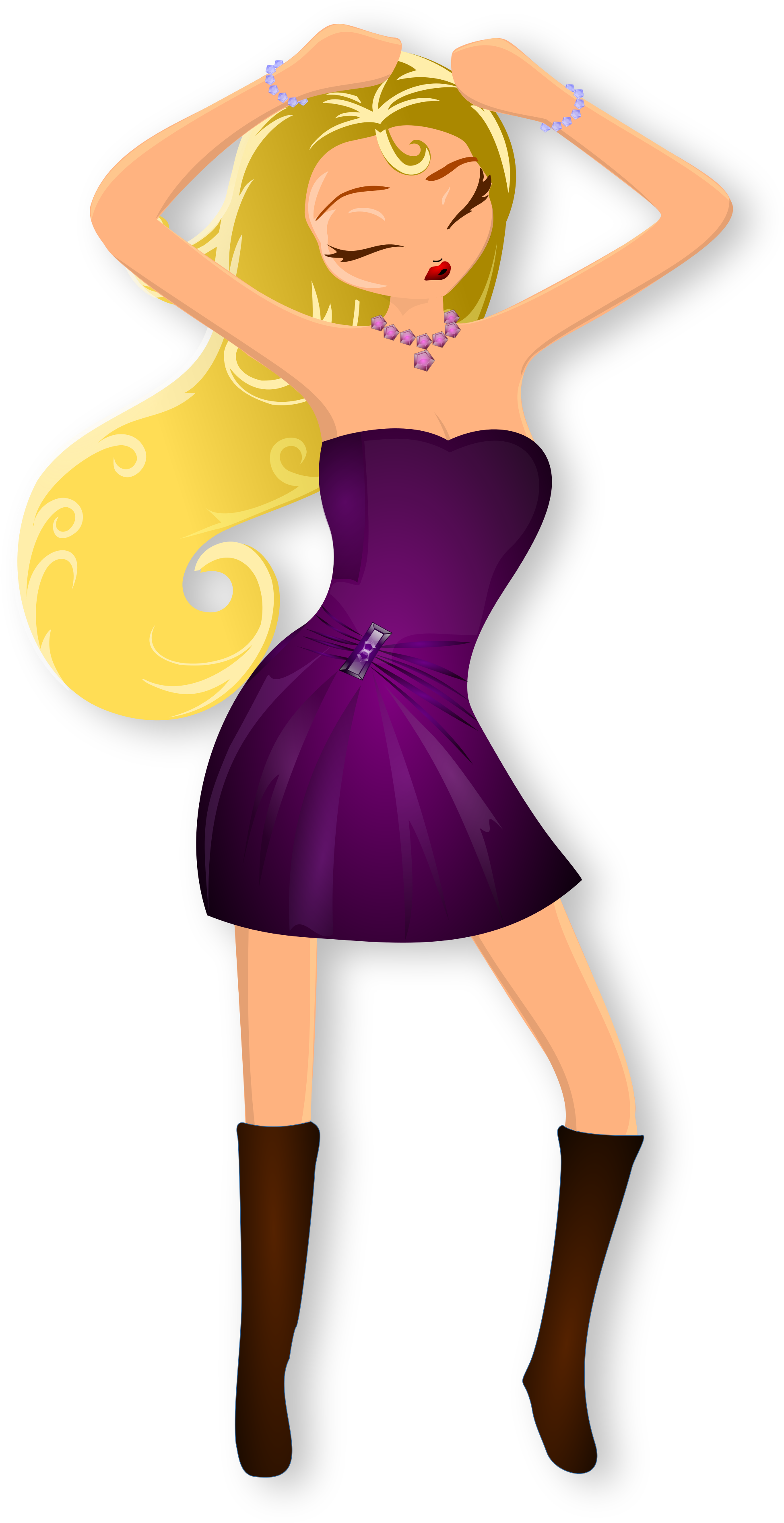 Clip Art Blonde Girl Clip Art - Blonde Girl Dancing Clip Art (2000x3832)
