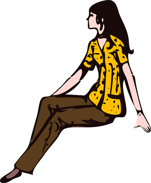 Woman, Girl, Shirt, Sitting, Pants - Girl Sitting Clipart (529x640)
