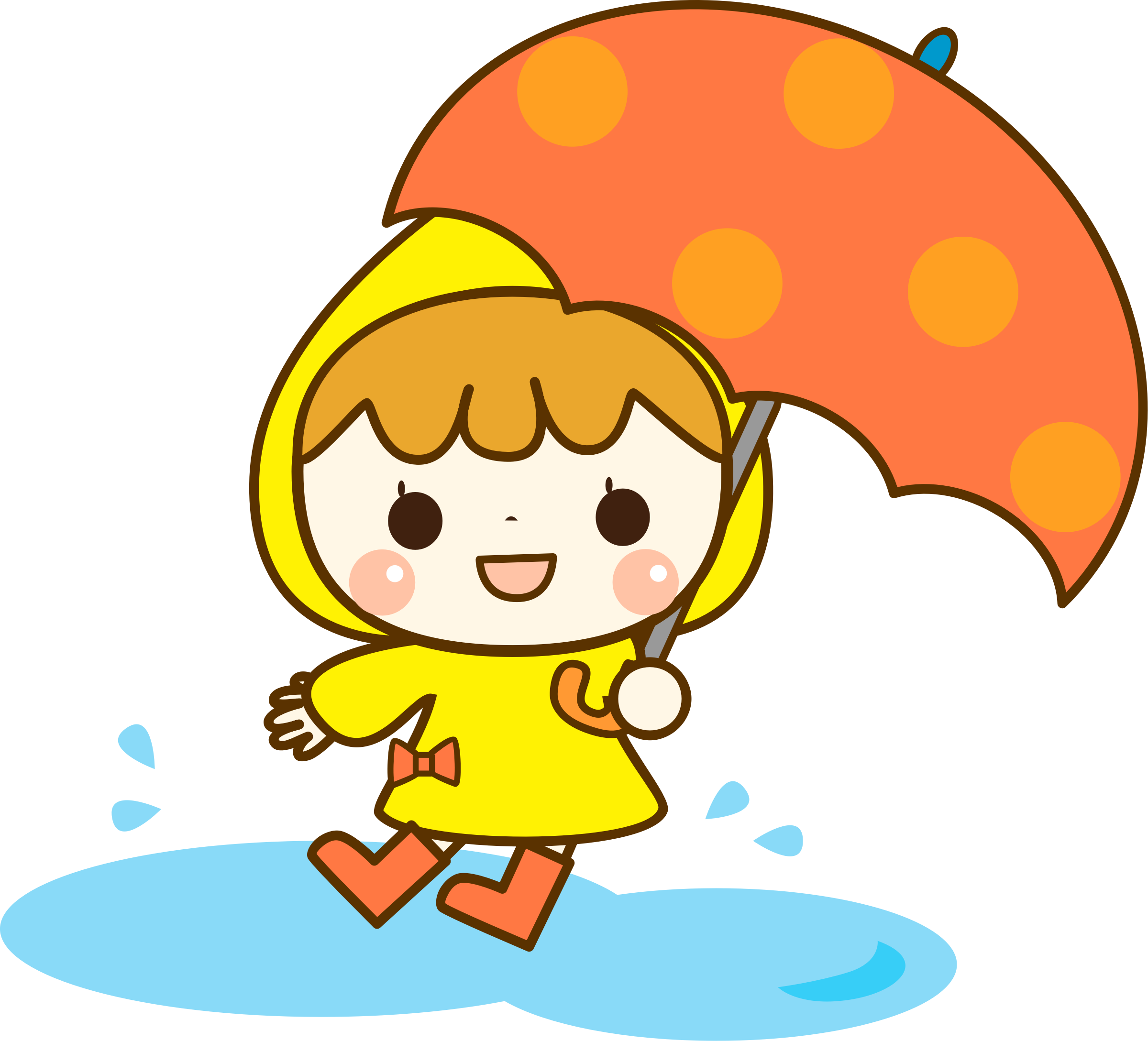 Girl With Umbrella - Girl With Umbrella Clipart Png (2400x2177)