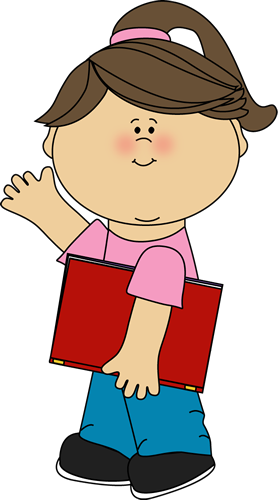 Girl Carrying Book And Waving - Clipart Waving (278x500)