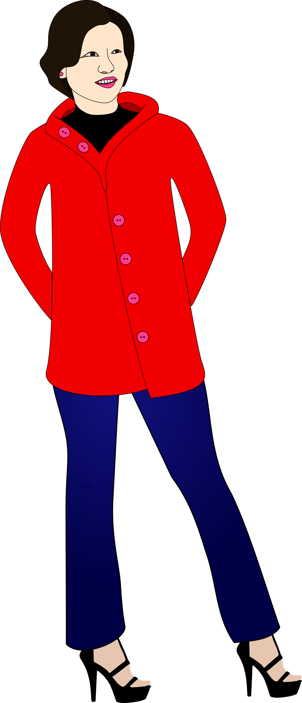 In Jeans, Heels, And A Red Coat - Woman (1033x2400)