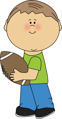 Cute Boy Clipart - Boy With Football Clipart (263x500)