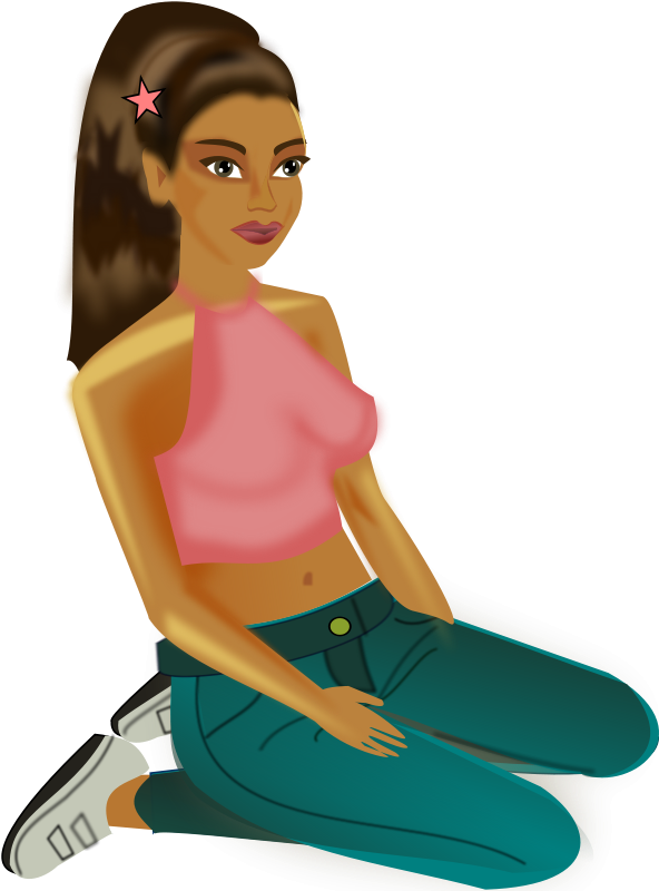 Free Bluejeans Girl - Girl Sit Cartoon Png (623x800)
