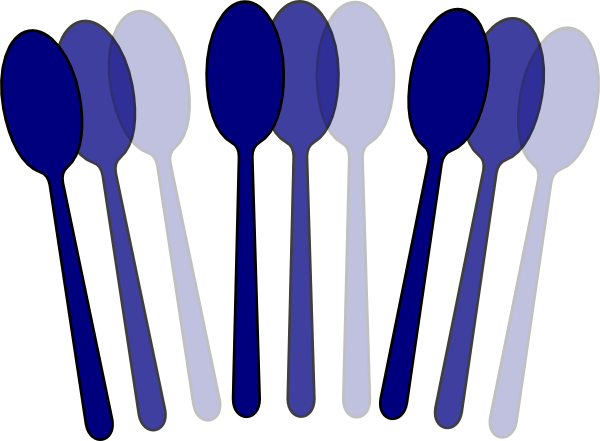 Blue Spoons Clip Art - Clip Art (600x441)