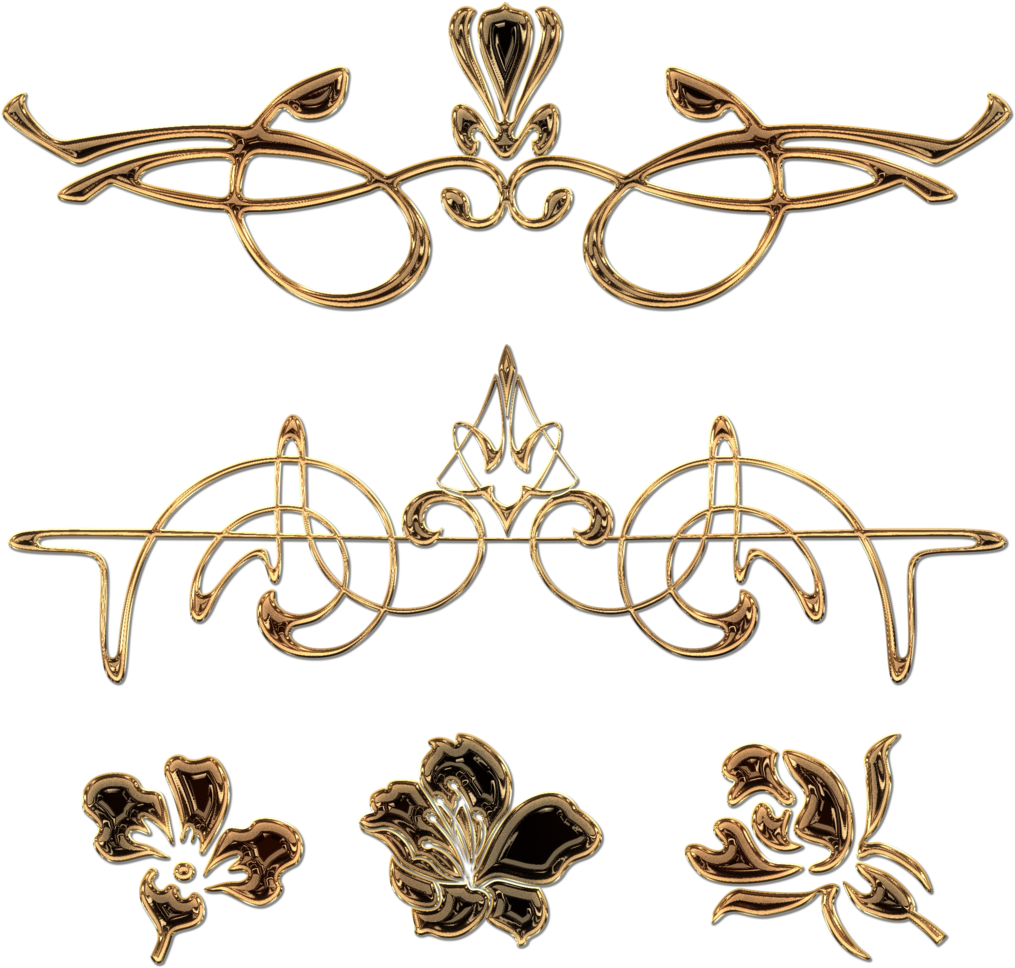 Golden Decoration With Flowers By Lyotta Golden Decoration - Decoration Deviantart (1024x1024)