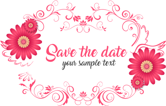Save The Date Wedding Floral Ornament, Wedding Floral - Save The Date Png (640x640)