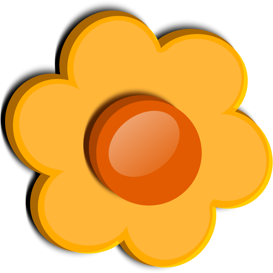 Orange Flower Clipart 7, Buy Clip Art - Vector Graphics (958x933)