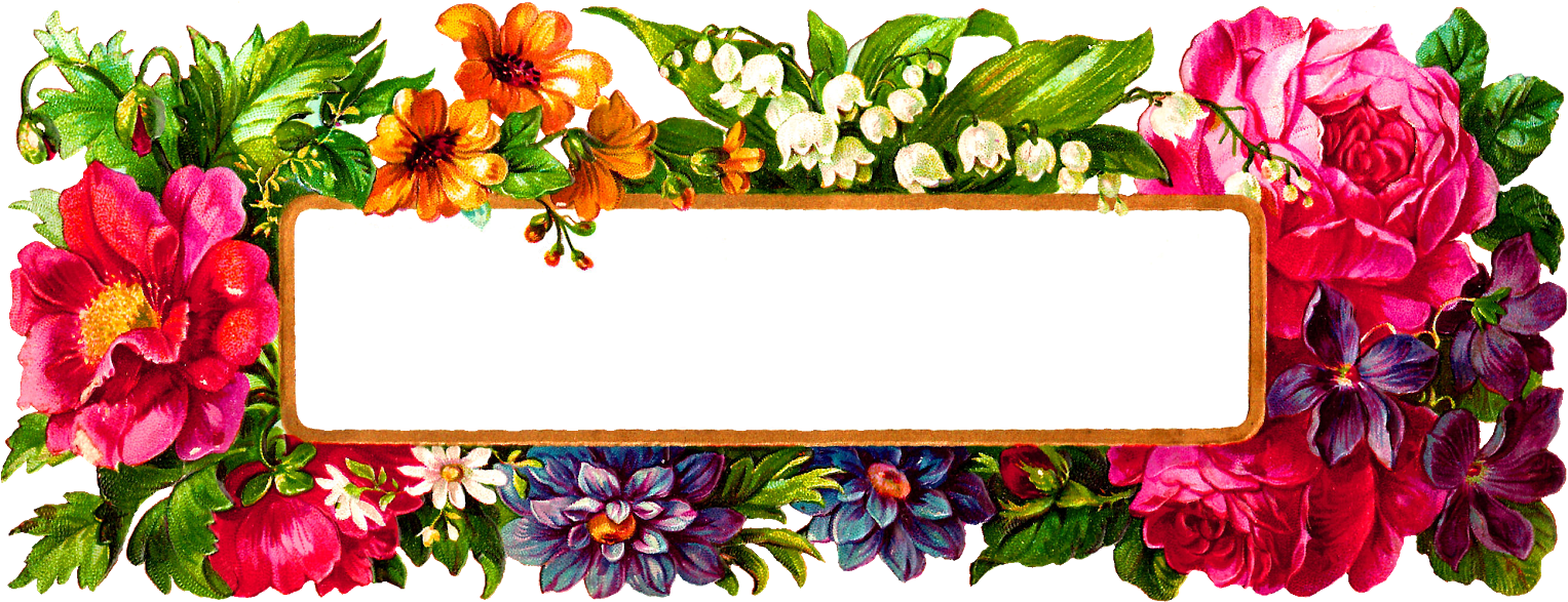 Digital Flower Frame - Basket With Flowers Transparent Png (1600x670)