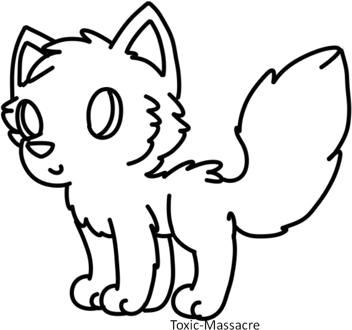 Free Chibi Wolf Lineart By Deerntheheadlights On Deviantart - Line Art (800x800)