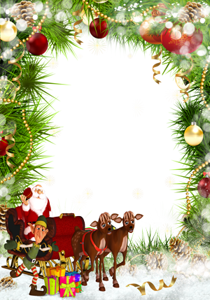 Christmas Frame Png One With Bell And Ball - Clip Art (300x429)