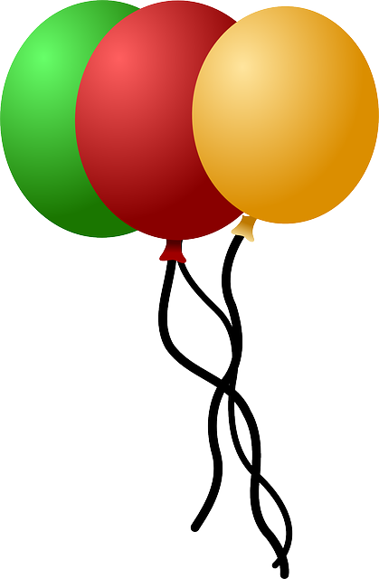Balloons, Party, Green, Red, Yellow, Helium - Balloon Clip Art Vector (419x640)