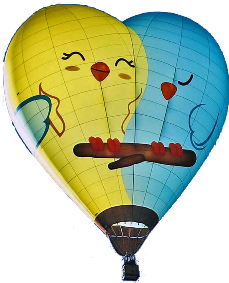 Loverbirds - Animated Hot Air Balloon Png (831x1000)
