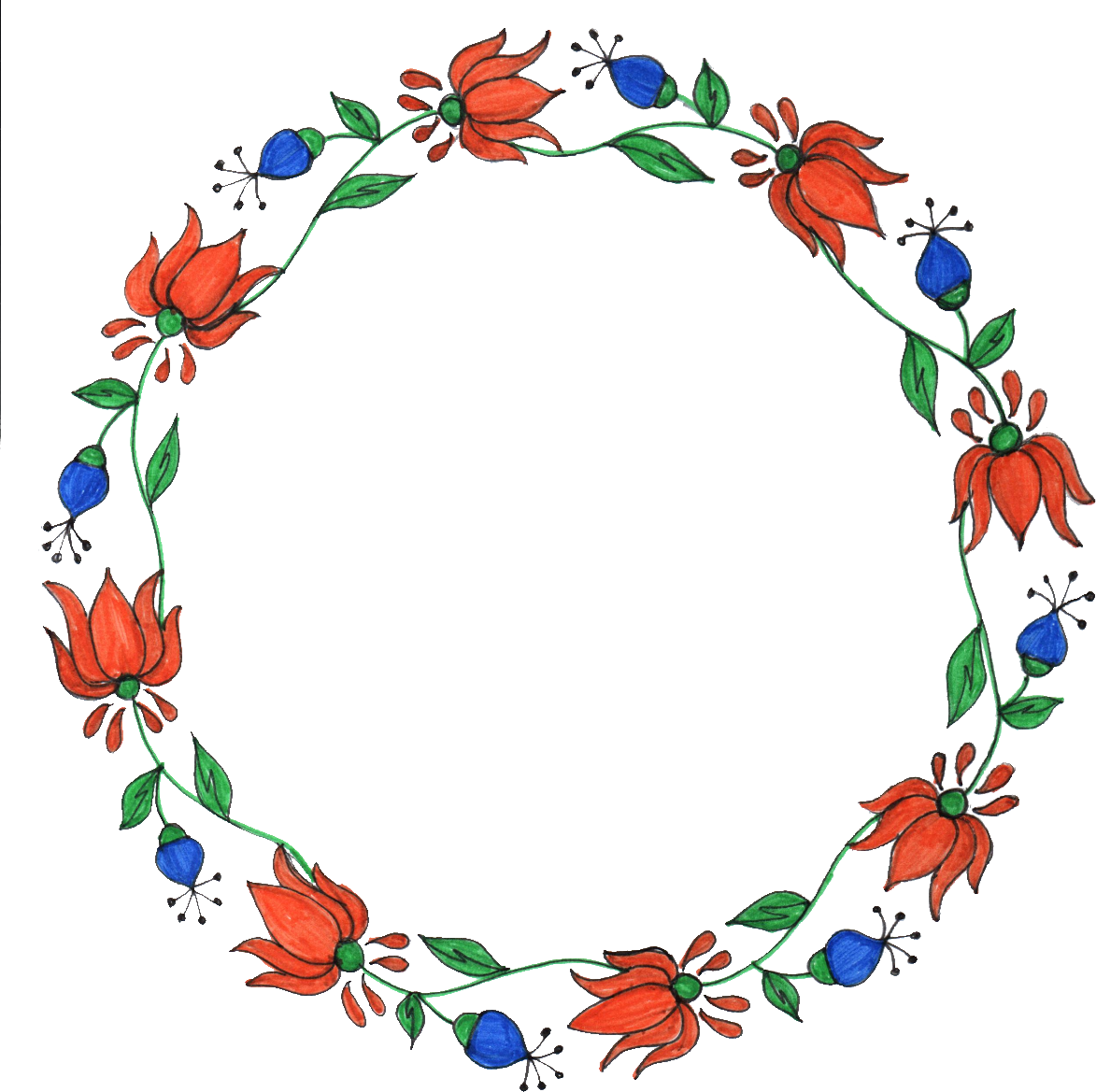 Free Download - Flower Circle Drawing Png (1173x1169)
