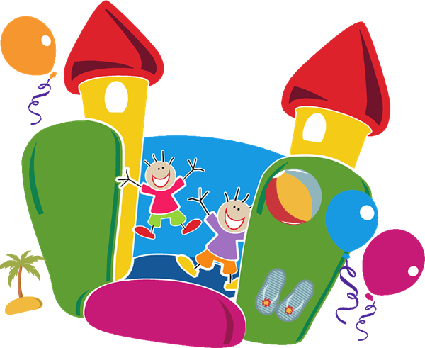Bounce House Clipart - Community Fun Day Poster (600x491)