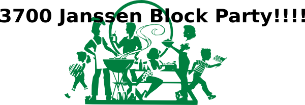 Hudson Street Block Party 1 Clip Art - Backyard Bbq Barbecue Cartoon (600x207)
