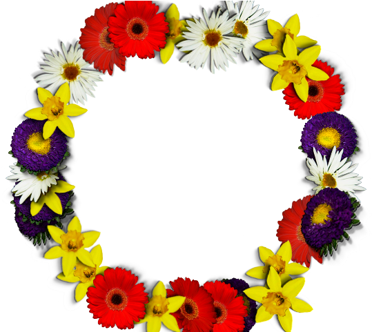 Round Flower Frame - Spring Flowers (640x480)