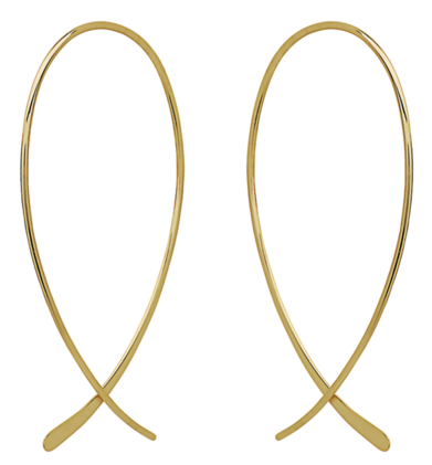 Plain Cross Hoop Earring - Circle (457x480)