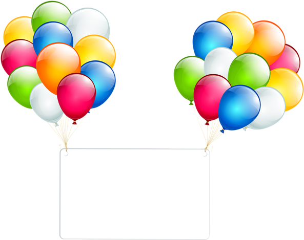 Birthday Card With Balloons Transparent Png Clip Art - Birthday (600x474)