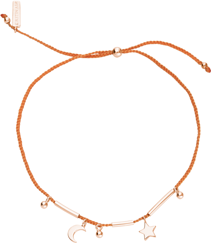 Star Moon Woven Bracelet Orange Product Image - Amber (939x1024)