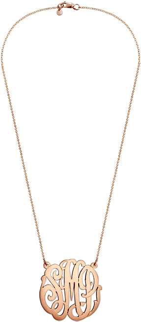 Large 14k Rose Gold Lace Monogram Initial Necklace - Pendant (350x717)