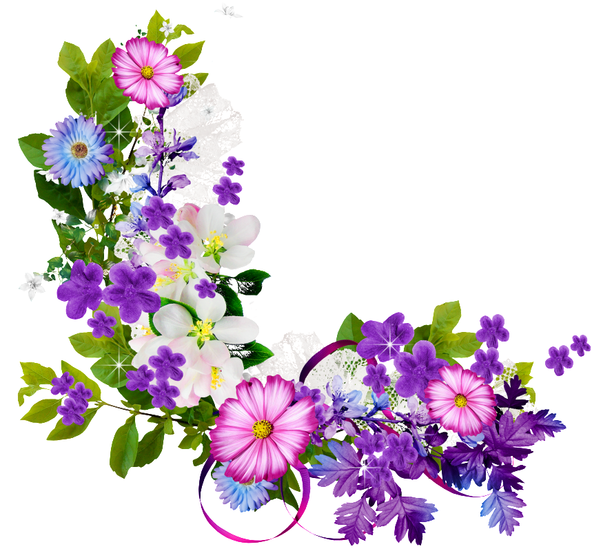 Bouquet Of Purple Flowers Border - Purple Flowers Border (1024x1024)