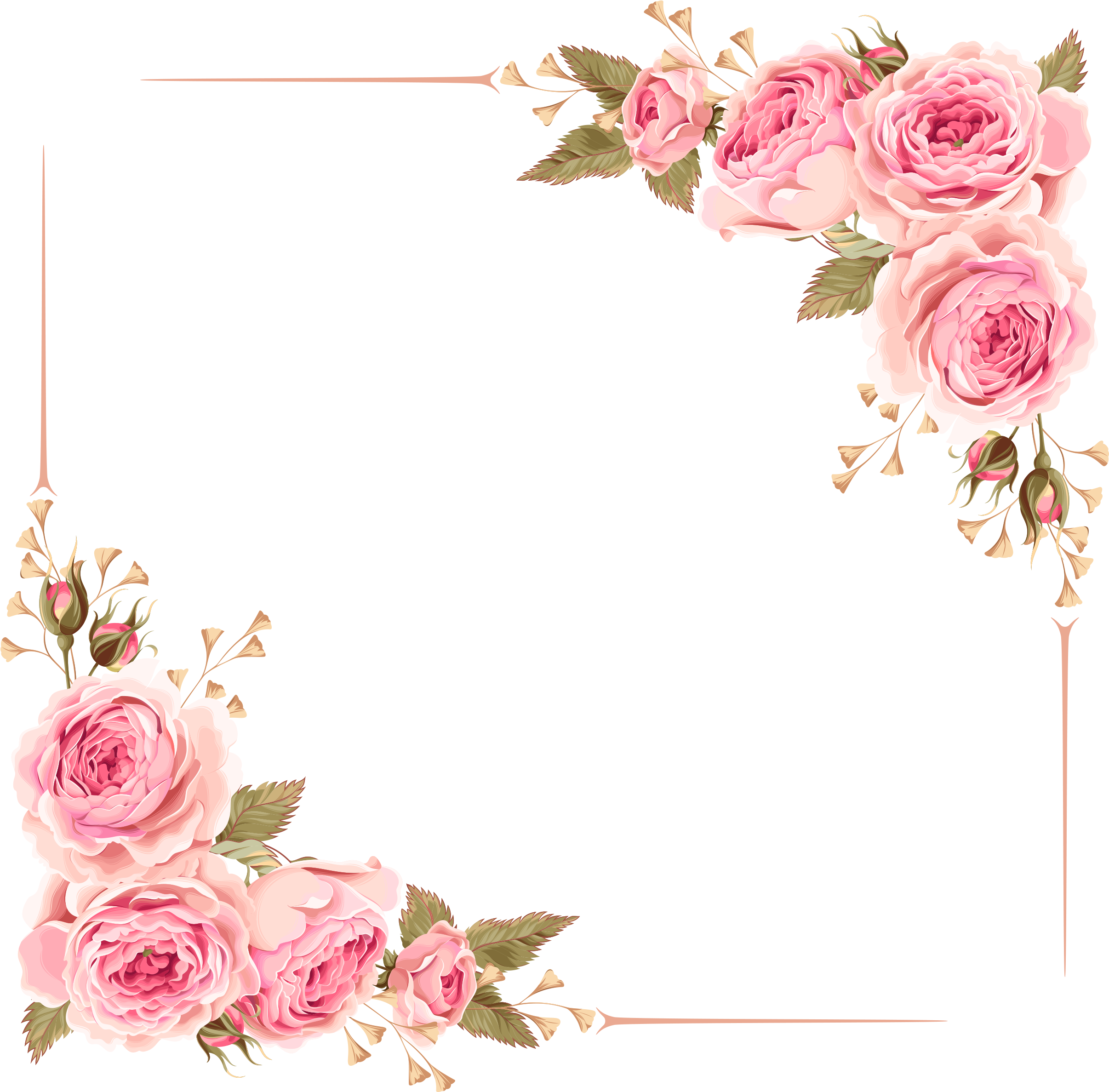 Wedding Invitation Flower Rose Pink Clip Art - Wedding Invitation Flower Borders (2480x2480)