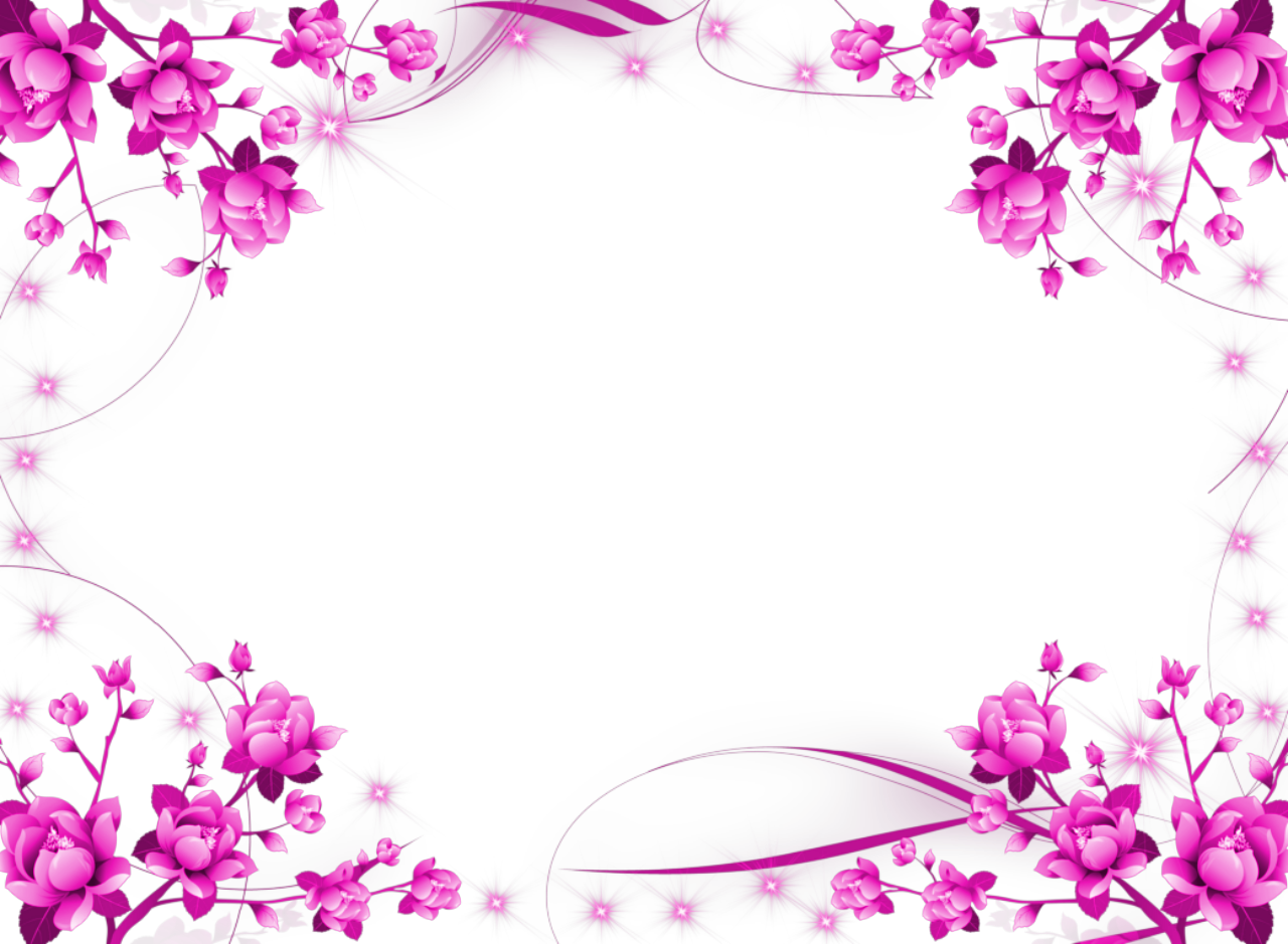 Pink Floral Border Png Image Transparent - Purple Flower Frame Png (1280x939)