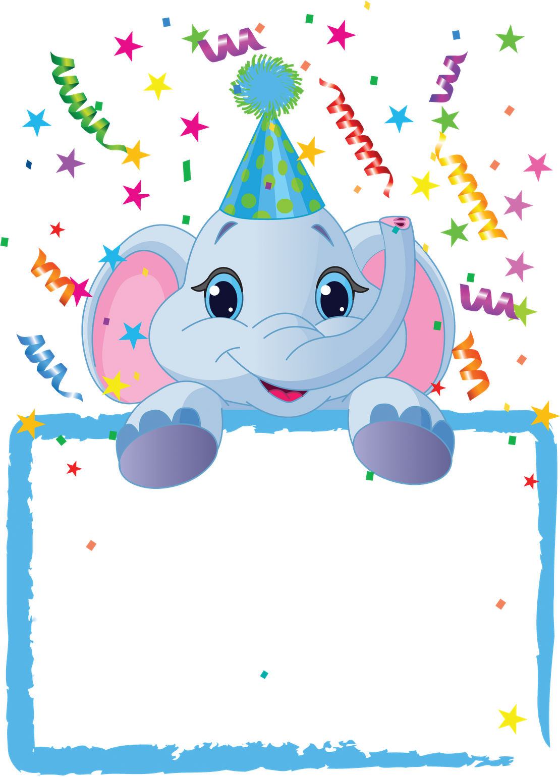 Royalty-free Clipart Illustration Of An Adorable Elephant - Party Frame (1109x1600)