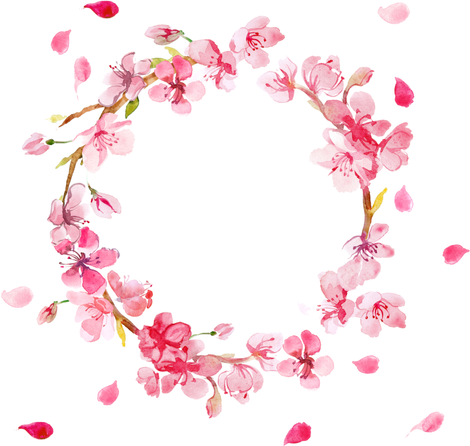 Pink Flower Wreath Png (1024x1024)