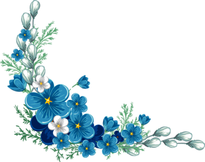 Blue Flowers Border-png - Flor Azul Png (400x315)