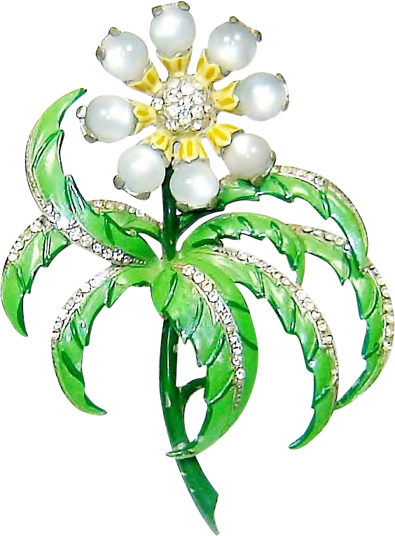 Vintage Chanel Novelty Brooch Enamel Moonstone Flower - Chanel (764x764)