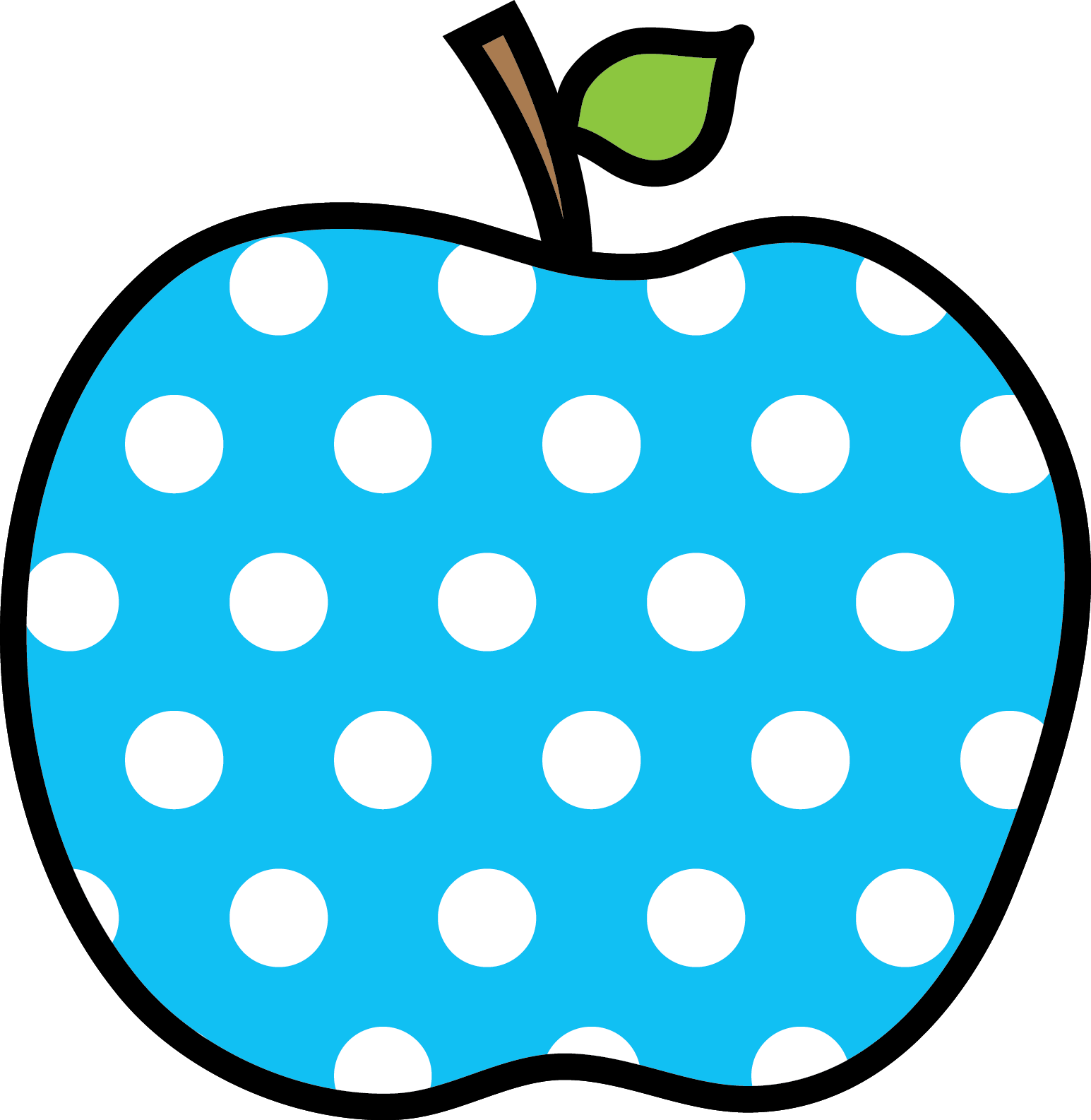 Clip Art - Polka Dot Apple Clipart (1545x1585)