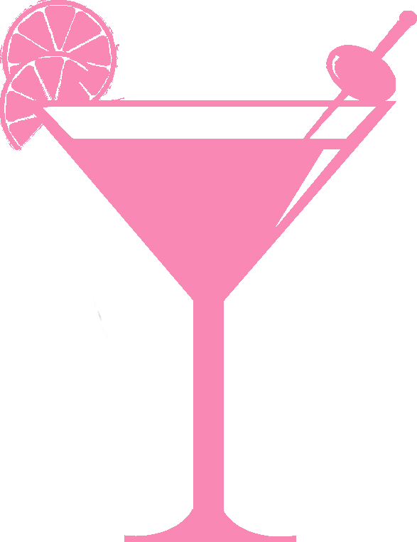 Pink Clipart Hen - Hen Party Cocktail Glass (587x762)