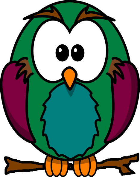 Skinny Owl On Branch Clip Art At Clker - Cartoon Owl (468x594)