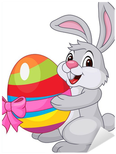 Cute Rabbit Carftoon Holding Easter Egg Sticker • Pixers® - Bunny With Easter Eggs (400x400)